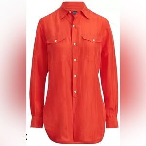 LAUREN Ralph Lauren Elongated Silk Shirt Size L